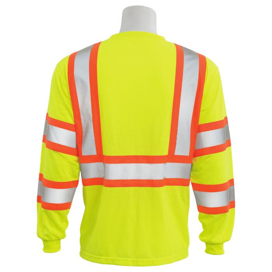 Class 3 ANSI Rated Long Sleeve Hi-Vis T-Shirt with Black Bottom