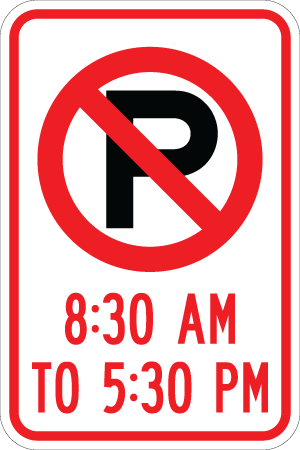 No Parking SYMB Restricted Hours - R7-2 - 12" x 18", Hi-Intensity