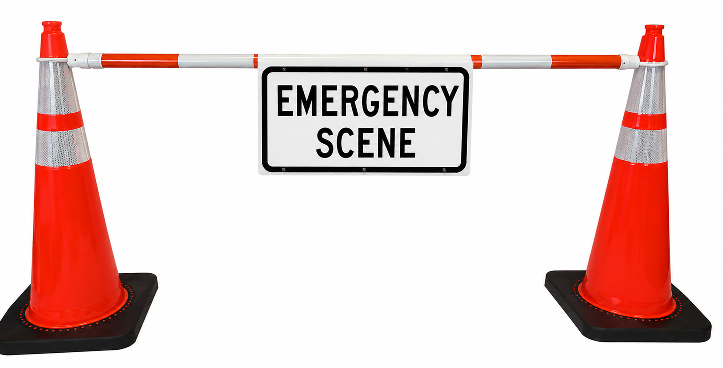 24x12 White Cone Bar Roll Up – EMERGENCY SCENE