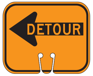 Cone Sign – Detour Left (Single-Sided, Engineer Grade Reflective)