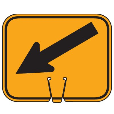 Cone Sign – Down Left Arrow (Single-Sided, Engineer Grade Reflective)