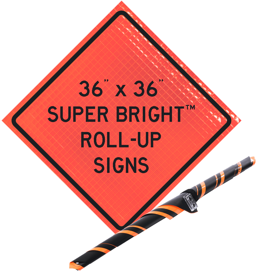 36" Super Bright Reflective Roll-Up Sign (Work Area Ahead) w/ Velcro