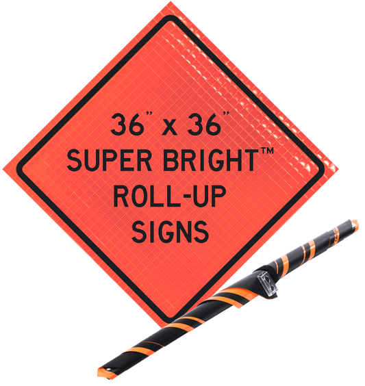 36" Super Bright Reflective Roll-Up Sign (Work Area Ahead) w/ Velcro