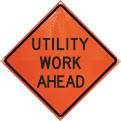 36" Super Bright Reflective Roll-Up Sign (Utility Work Ahead)