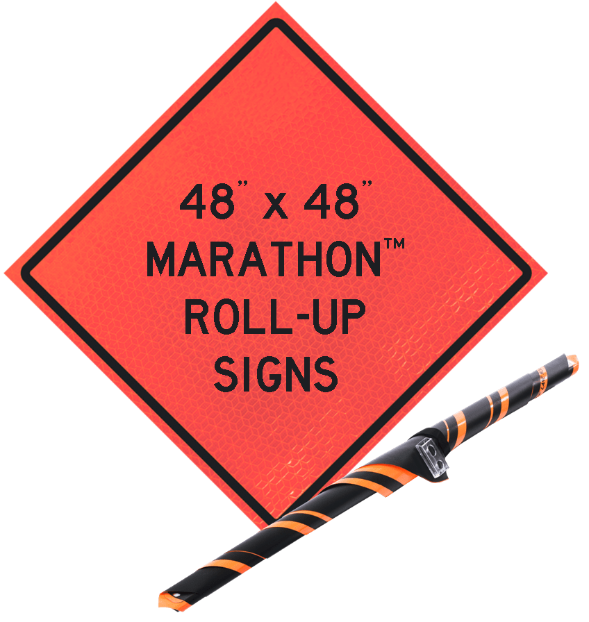 48" Marathon Reflective Vinyl Roll-Up Sign (Shoulder Work)