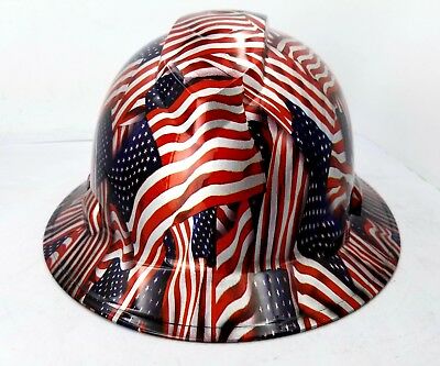 USA Flag Hard Hat – 4-Point Ratchet Suspension