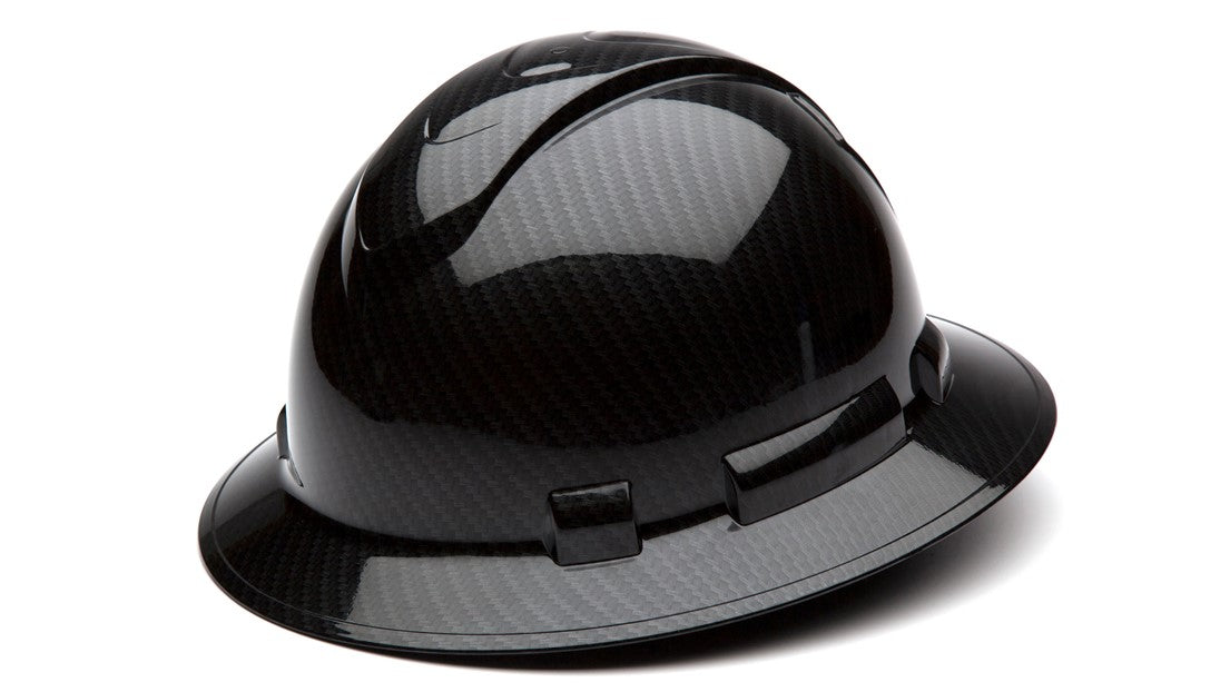 Ridgeline Hydro-Dipped Full Brim Hard Hat – Shiny Black Graphite Pattern