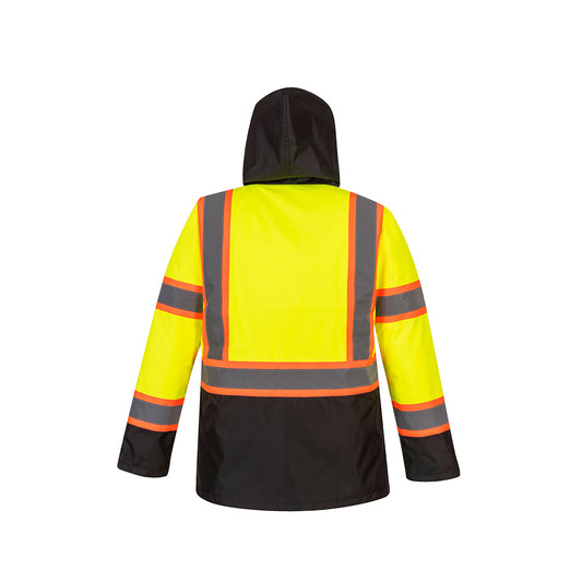 Portwest Hi-Vis Contrast Traffic Jacket | ANSI/ISEA 107 | Waterproof