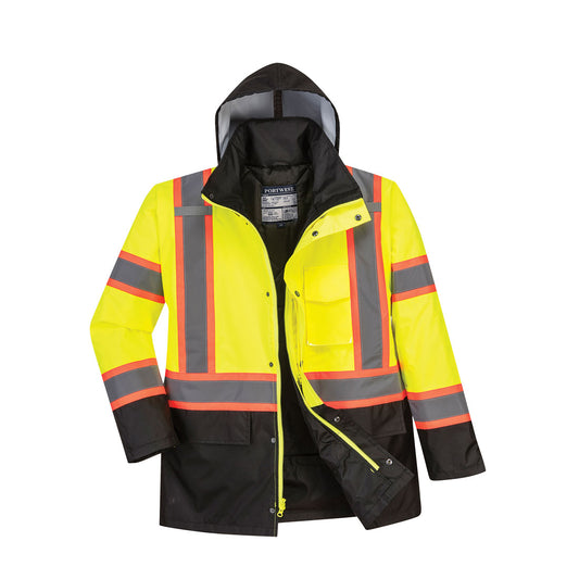 Portwest Hi-Vis Contrast Traffic Jacket | ANSI/ISEA 107 | Waterproof