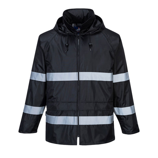 Classic Iona Waterproof Rain Jacket with Reflective Tape | Black
