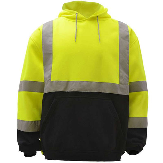Class 3 Hi-Vis Hooded Pullover Sweatshirt w/ Black Bottom