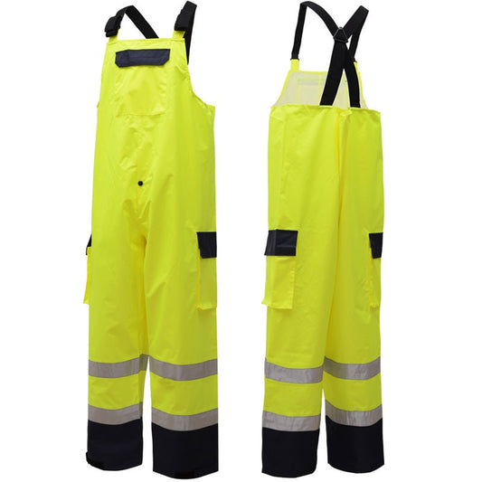 Portwest Class E Hi-Vis Lime/Black Waterproof Bib Pants