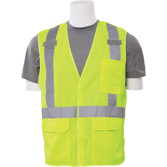 Class 2 Breakaway Hi-Vis Tricot Safety Vest with Fall Protection D-Ring