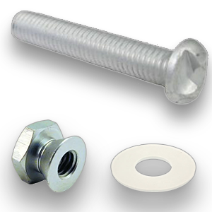 1 each Anti-Theft Bolts  2"   5/16"   - 18 thread One Way Bolt & Vandal Proof Nut - 1 each Plastic Washer