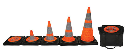 MDI Illuminated Collapsible Traffic Cones – Set of 5 with Carrying Case