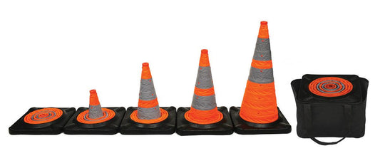 MDI Illuminated Collapsible Traffic Cones – Set of 5 with Carrying Case