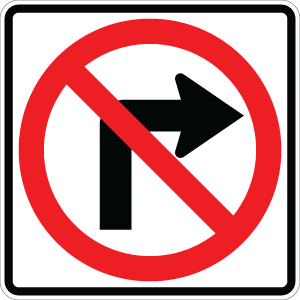 No Right Turn Symbol - R3-1 - 30" x 30"