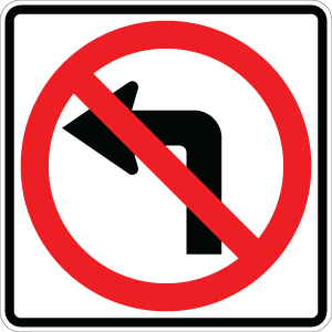 No Left Turn Symbol - R3-2 - 30" x 30"