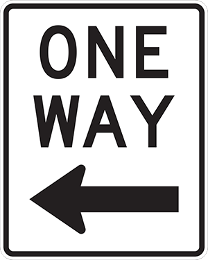 Vertical Left One-Way - R6-2L - 24" x 30"