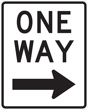 Vertical Right One-Way - R6-2R - 24" x 30"