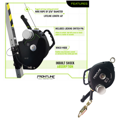Frontline RPG603W Megapod 60 ft 3-Way Self-Retracting Lifeline with Retrieval System