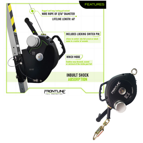 Frontline RPG603W Megapod 60 ft 3-Way Self-Retracting Lifeline with Retrieval System