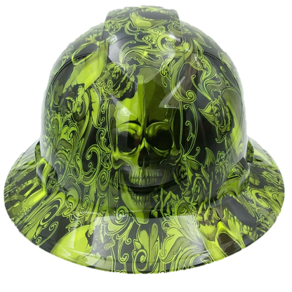 Full Brim Skulls & Roses Hard Hat – 4-Point Ratchet Suspension