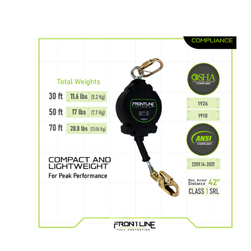 Frontline RPG50 / RPGC Cable Single-Leg Self-Retracting Lifeline
