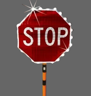 24" Roll-Up STOP/SLOW Paddle with LED Lights