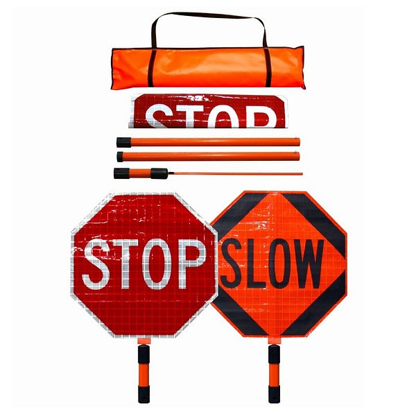 24" Roll-Up STOP/SLOW SuperBright Paddle with ABS Staff & Carry Case