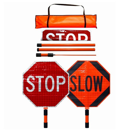 24" Roll-Up STOP/SLOW SuperBright Paddle with ABS Staff & Carry Case