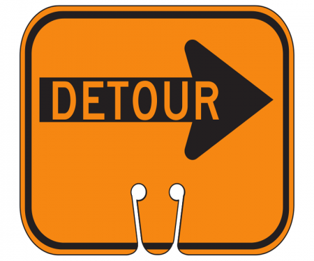 Cone Sign – Detour Right (Single-Sided, Engineer Grade Reflective)