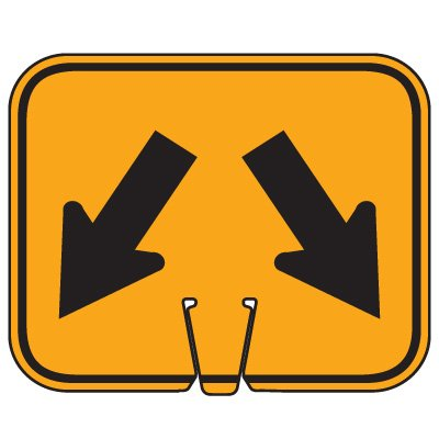 Cone Sign – Double Arrow Down Left/Right (Single-Sided, Engineer Grade Reflective)