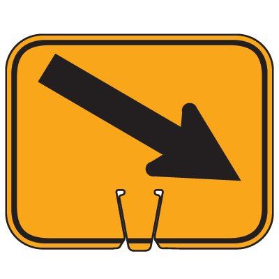 Cone Sign – Down Right Arrow (Single-Sided, Engineer Grade Reflective)