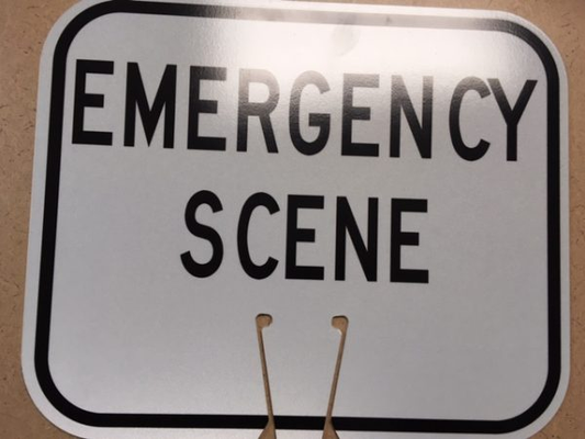 Cone Sign – Emergency Scene (Single-Sided, Engineer Grade Reflective)
