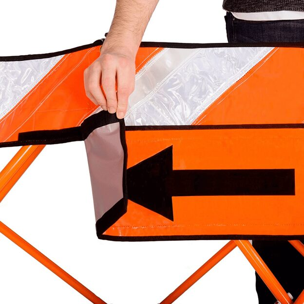 Flex-Safe Reversible Directional Arrow Sign – 8" x 40" (Safety Orange)