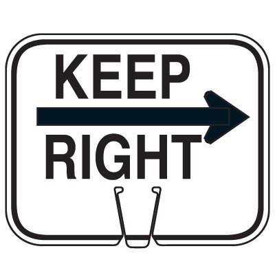 Cone Sign – Keep Right (Single-Sided, Engineer Grade Reflective)