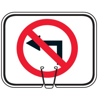Cone Sign – No Left Turn (Single-Sided, Engineer Grade Reflective)