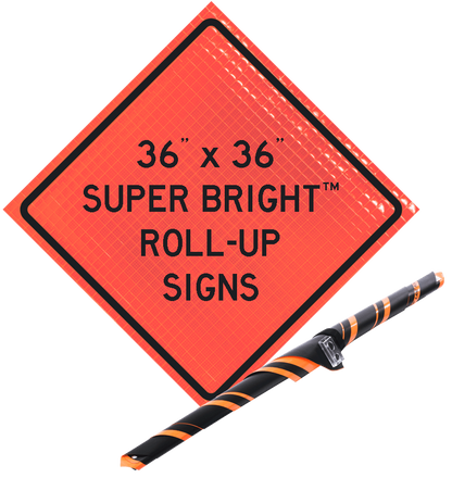 36" Super Bright Reflective Roll-Up Sign (Work Area Ahead) w/ Velcro
