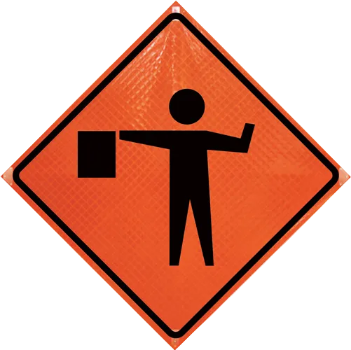36" Super Bright Reflective Roll-Up Sign (Flagger Symbol)