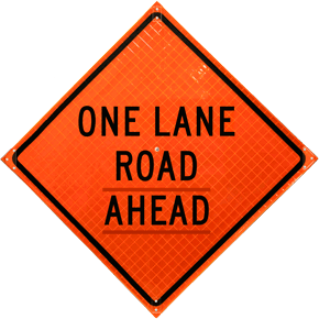 36" Super Bright Reflective Roll-Up Sign (One Lane Road Ahead) w/ Velcro