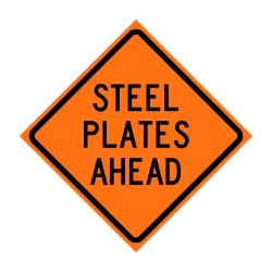 36" Super Bright Reflective Roll-Up Sign (Steel Plates Ahead)