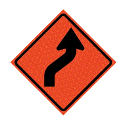 36" Super Bright Reflective Roll-Up Sign (Right Reverse Curve Arrow)
