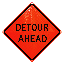 36" Super Bright Reflective Roll-Up Sign (Detour Ahead)