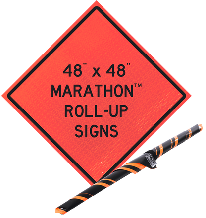 48" Marathon Reflective Vinyl Roll-Up Sign (Shoulder Work)