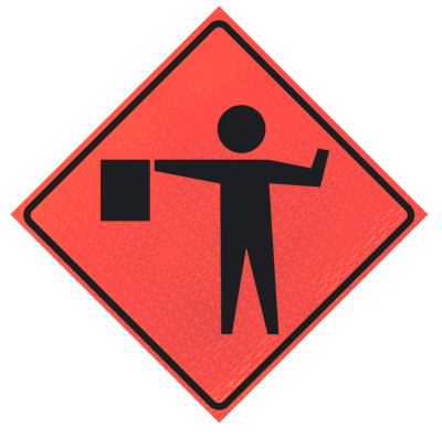48" Marathon Reflective Vinyl Roll-Up Sign (Flagger Symbol)