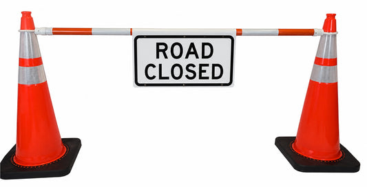 24x12 White Cone Bar Roll Up – ROAD CLOSED