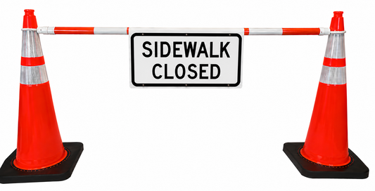 24x12 White Cone Bar Roll Up – SIDEWALK CLOSED
