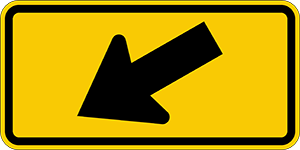 Diagonal Downward Left Arrow Plaque - W16-7PL - 24" x 12"