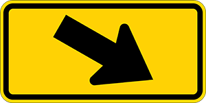 Diagonal Downward Right Arrow Plaque - W16-7PR - 24" x 12"
